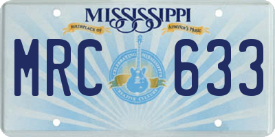 MS license plate MRC633
