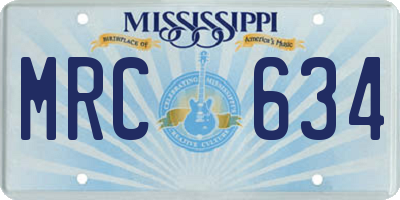 MS license plate MRC634