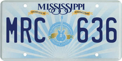 MS license plate MRC636