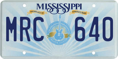 MS license plate MRC640