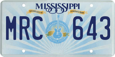 MS license plate MRC643