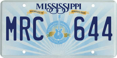 MS license plate MRC644
