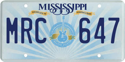 MS license plate MRC647