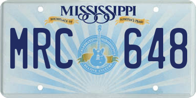MS license plate MRC648