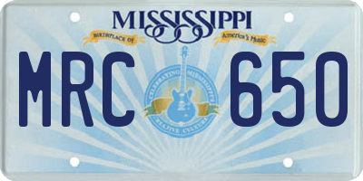 MS license plate MRC650