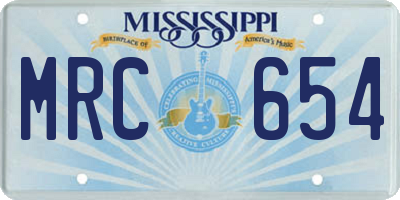 MS license plate MRC654