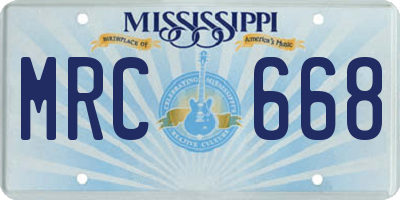 MS license plate MRC668