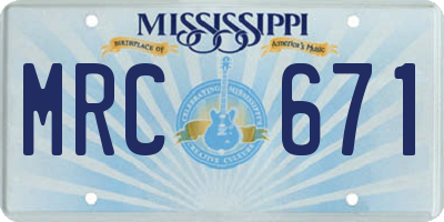 MS license plate MRC671