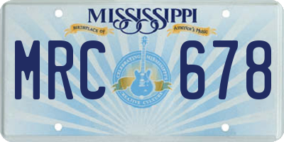 MS license plate MRC678