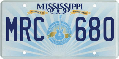 MS license plate MRC680