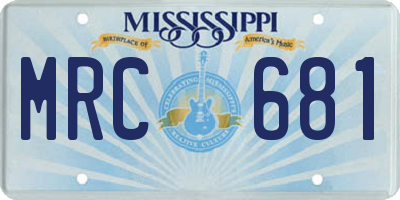 MS license plate MRC681