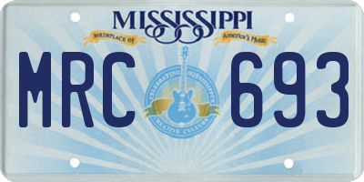 MS license plate MRC693