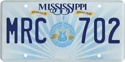 MS license plate MRC702