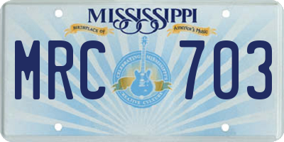 MS license plate MRC703