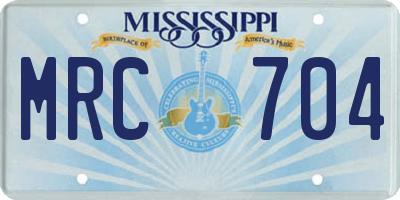 MS license plate MRC704