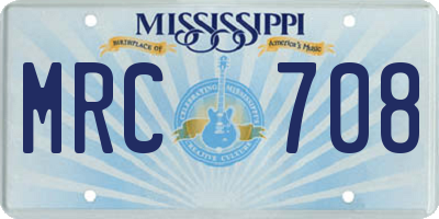 MS license plate MRC708