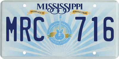 MS license plate MRC716