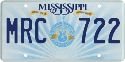 MS license plate MRC722