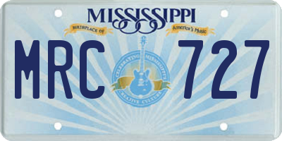 MS license plate MRC727