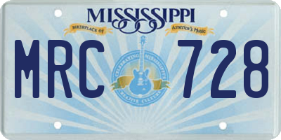 MS license plate MRC728