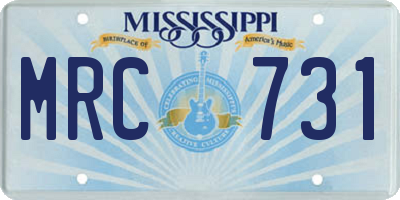 MS license plate MRC731