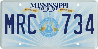 MS license plate MRC734