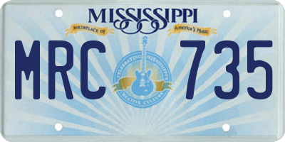 MS license plate MRC735