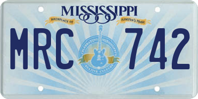 MS license plate MRC742