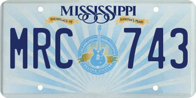 MS license plate MRC743