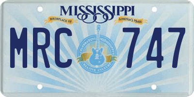 MS license plate MRC747