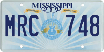 MS license plate MRC748