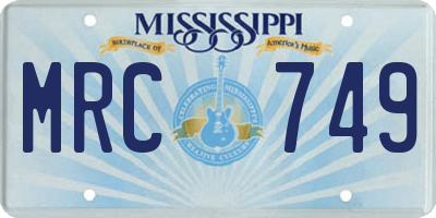 MS license plate MRC749