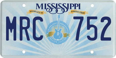 MS license plate MRC752