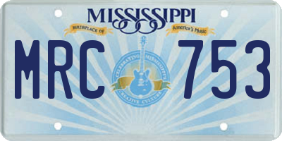 MS license plate MRC753