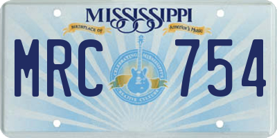 MS license plate MRC754