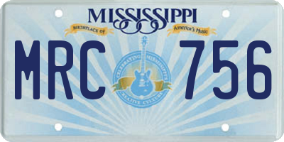 MS license plate MRC756