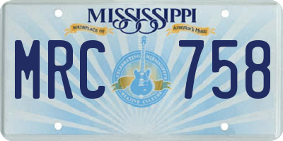 MS license plate MRC758
