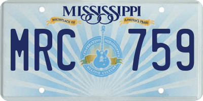 MS license plate MRC759
