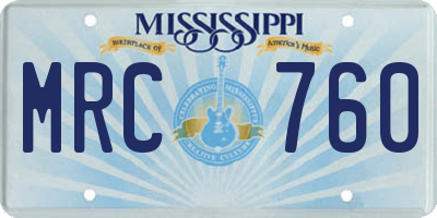 MS license plate MRC760