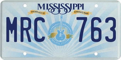 MS license plate MRC763
