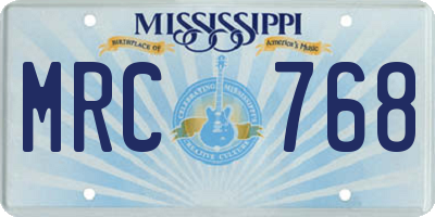 MS license plate MRC768