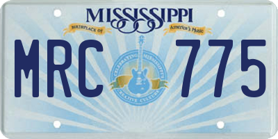 MS license plate MRC775