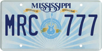 MS license plate MRC777