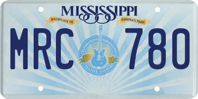MS license plate MRC780
