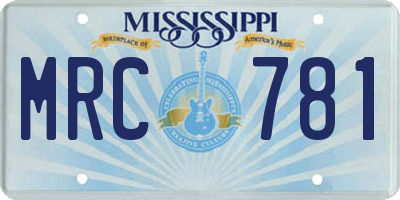 MS license plate MRC781
