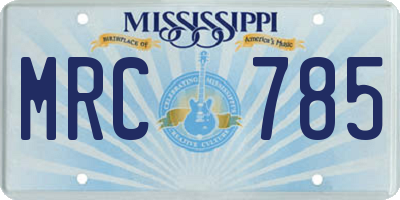 MS license plate MRC785