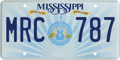 MS license plate MRC787