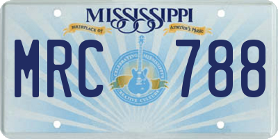 MS license plate MRC788