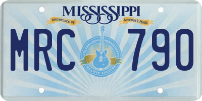 MS license plate MRC790