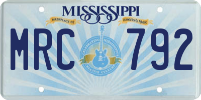MS license plate MRC792